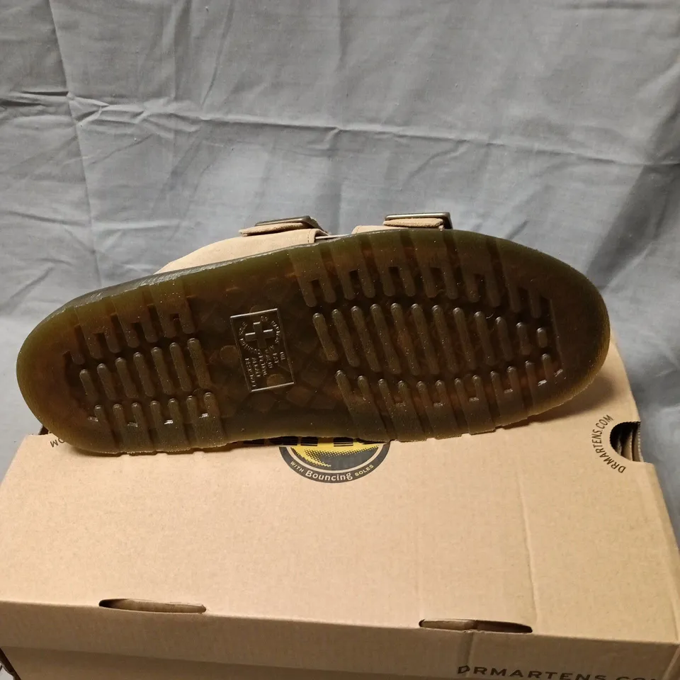 DR. MARTENS SUEDE SANDALS – BEIGE WITH TWO BUCKLE STRAPS SIZE 10
