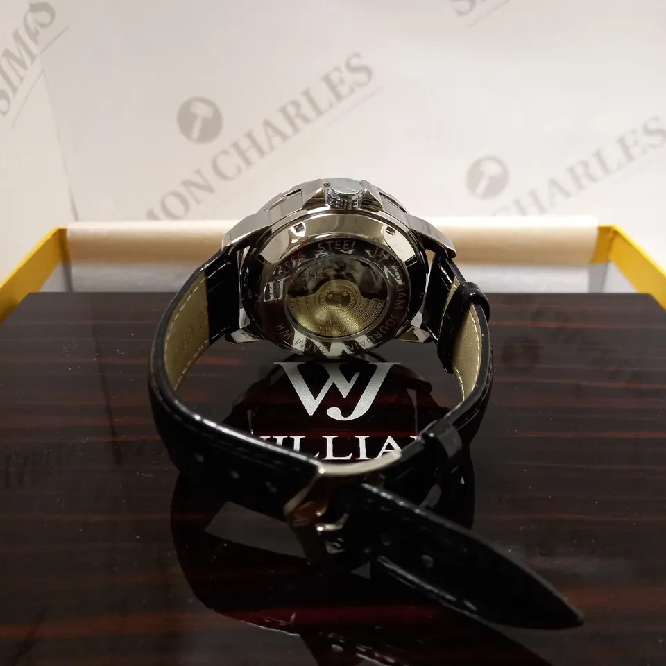 WILLIAM JOURDAIN PART SKELETON AUTOMATIC BLACK LEATHER STRAP WATCH