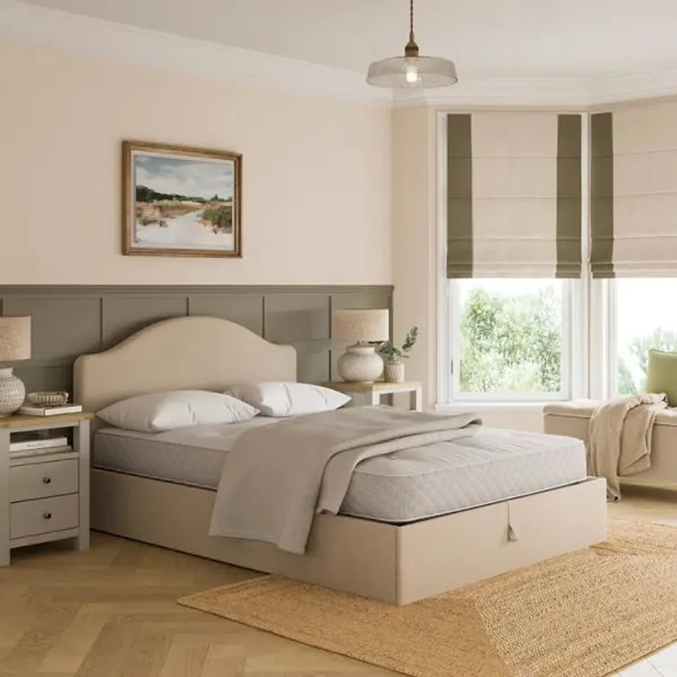 BOXED MAYLEE TEXTURED OTTOMAN BED FRAME - NEUTRAL (1 BOX)