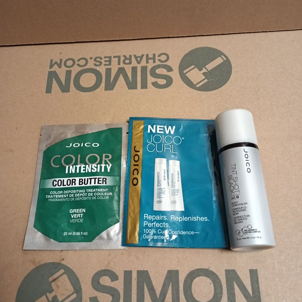 APPROXIMATELY 34 X ASSORTED JOICO HAIR CARE PRODUCTS TO INCLUDE JOICO CURL, TINT SHOT BLACK ROOT CONCEALER ETC