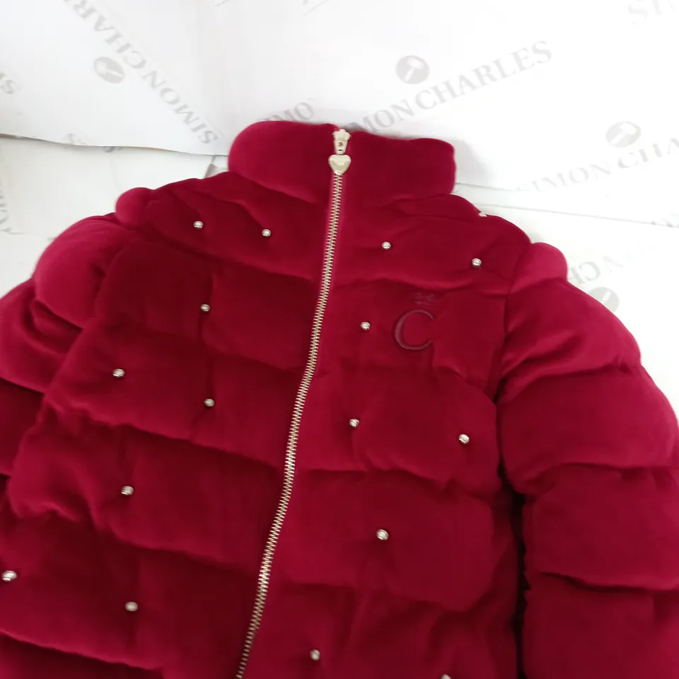 GIRLS CARAMELO DIAMANTE VELVET PADDED COAT SIZE 5-6 YEARS
