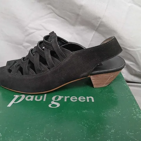 PAUL GREEN WOMEN'S BLACK SUEDE SANDALS, STRAPPY LATTICE DESIGN, UK 7