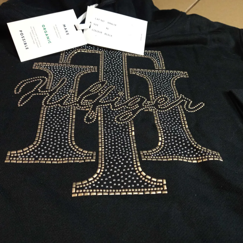 TOMMY HILFIGER BLACK/BEAD LOGO HOODIE - XL