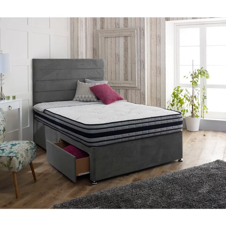 KINGSIZE GREY FABRIC HEADBOARD