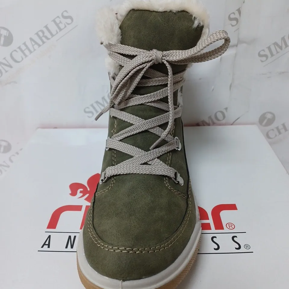 BOXED RIEKER ANTISTRESS HIKING BOOTS, KHAKI - SIZE 6
