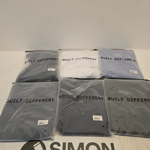 SET OF APPROXIMATELY 20 ASSORTED BUILT DIFFERENT T-SHIRTS/SHIRTS IN VARIOUS COLOURS AND SIZES