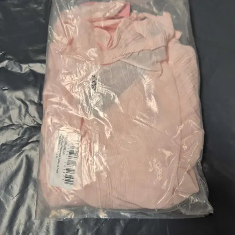 PETITE PINK CHEESECLOTH RUFFLE TIE FRONT LONG SLEEVE TOP – UK 12