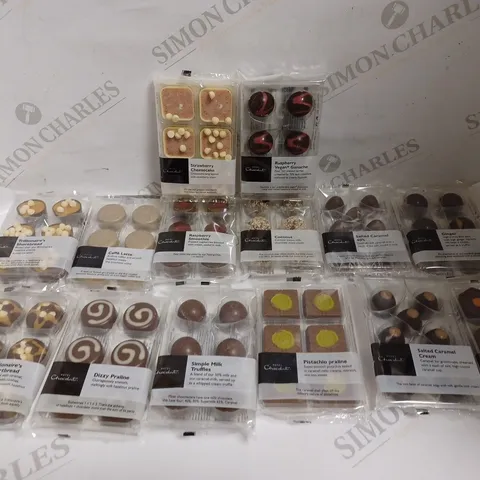 APPROXIMATELY 14 HOTEL CHOCOLAT CHOCOLATE SELECTIONS IN VARIOUS FLAVOURS TO INCLUDE CAFFE LATTE, STRAWBERRY CHEESECAKE, SALTED CARAMEL ETC
