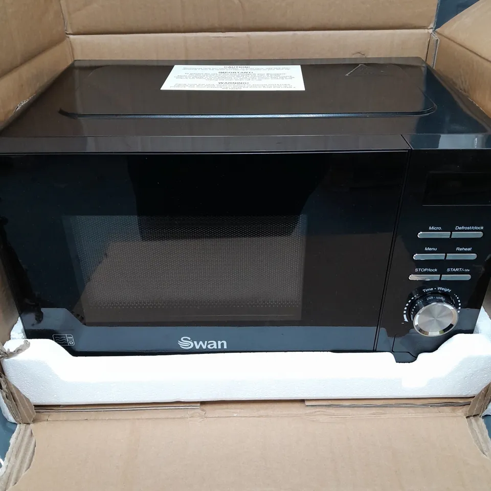 SWAN 20L 700W DIGITAL MICROWAVE IN BLACK - COLLECTION ONLY