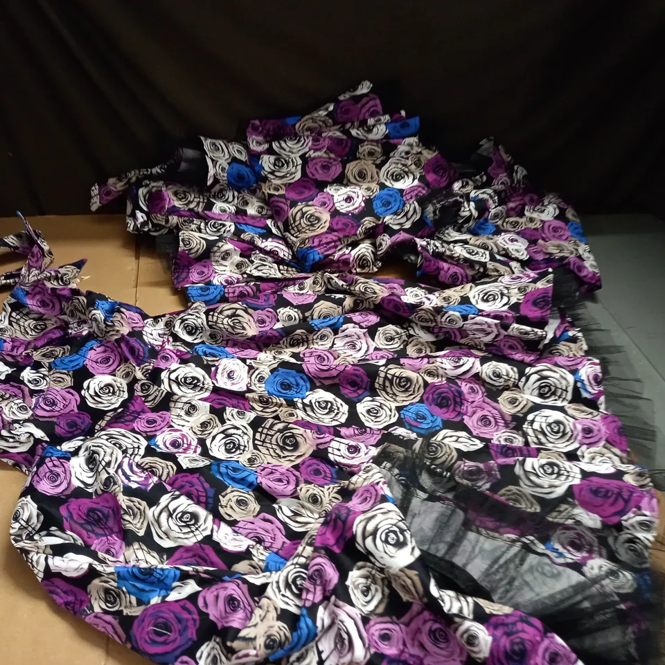 LOT OF 4 ROSE THEMED DRESSES WITH UNDER MESH SKIRT - VARIOUS SIZES