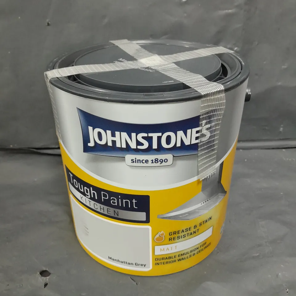 SEALED JOHNSTONE'S GREASE & STAIN RESISTANT TOUGH KITCHEN PAINT - 2.5L - MANHATTAN GREY 