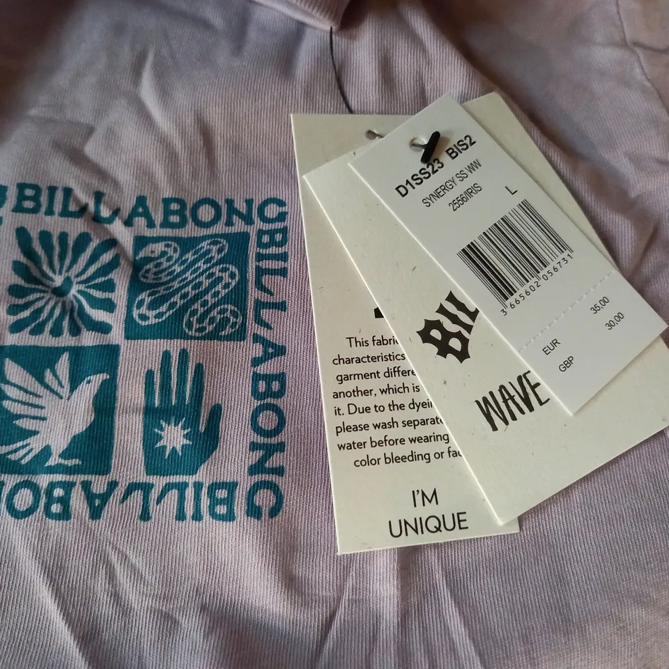 BILLABONG LIGHT PURPLE T-SHIRT - LARGE