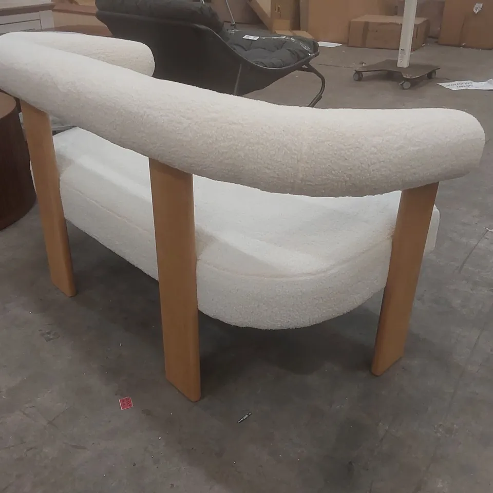 BOUCLE UPHOLSTERED 2 SEATER SOFA WITH SOLID WOOD LEGS