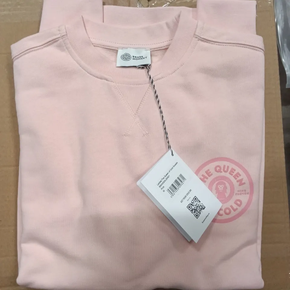 BOX OF BRAND NEW BRASS MONKEY SWEATS - PINK SIZE MEDIUM APPROXIMATELY 15