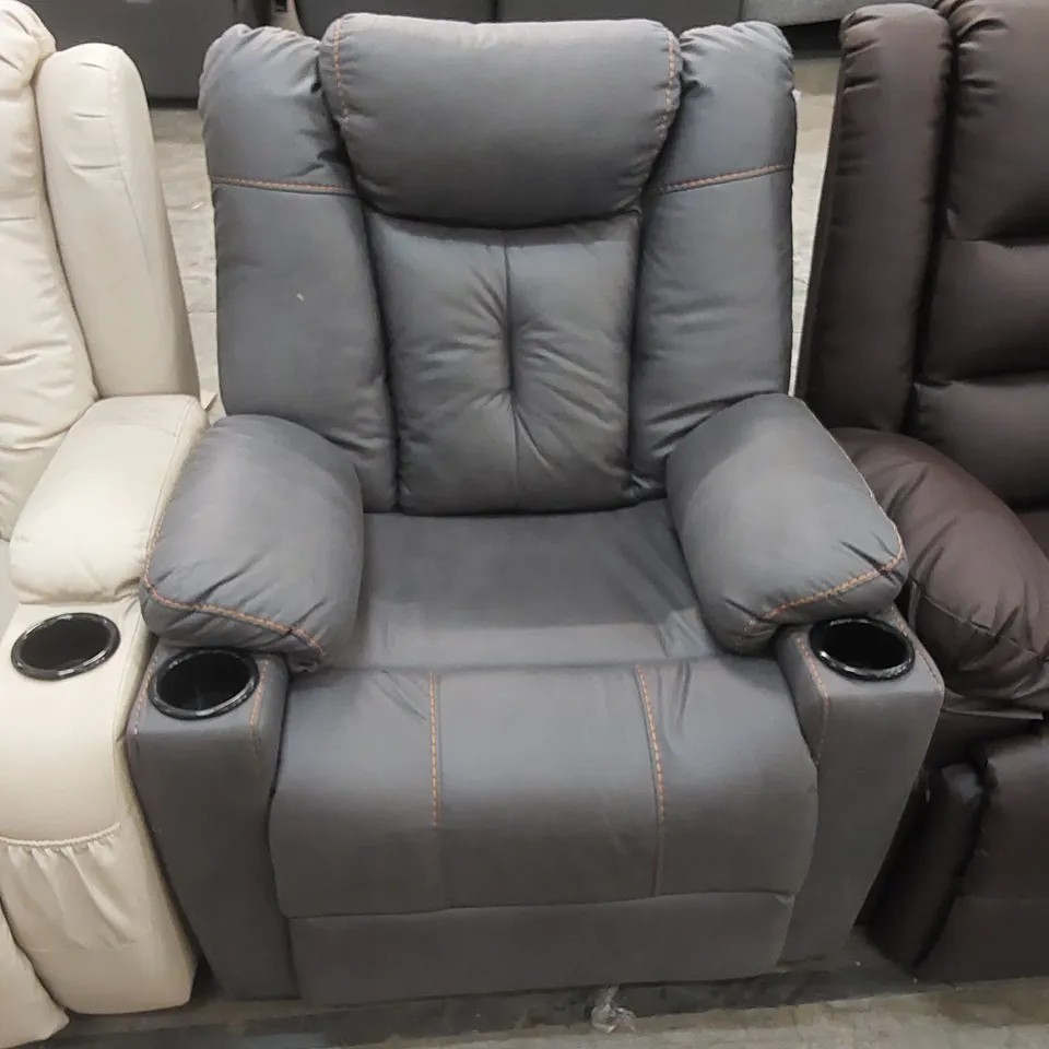 DESIGNER RECLINING EASY CHAIR - GREY 