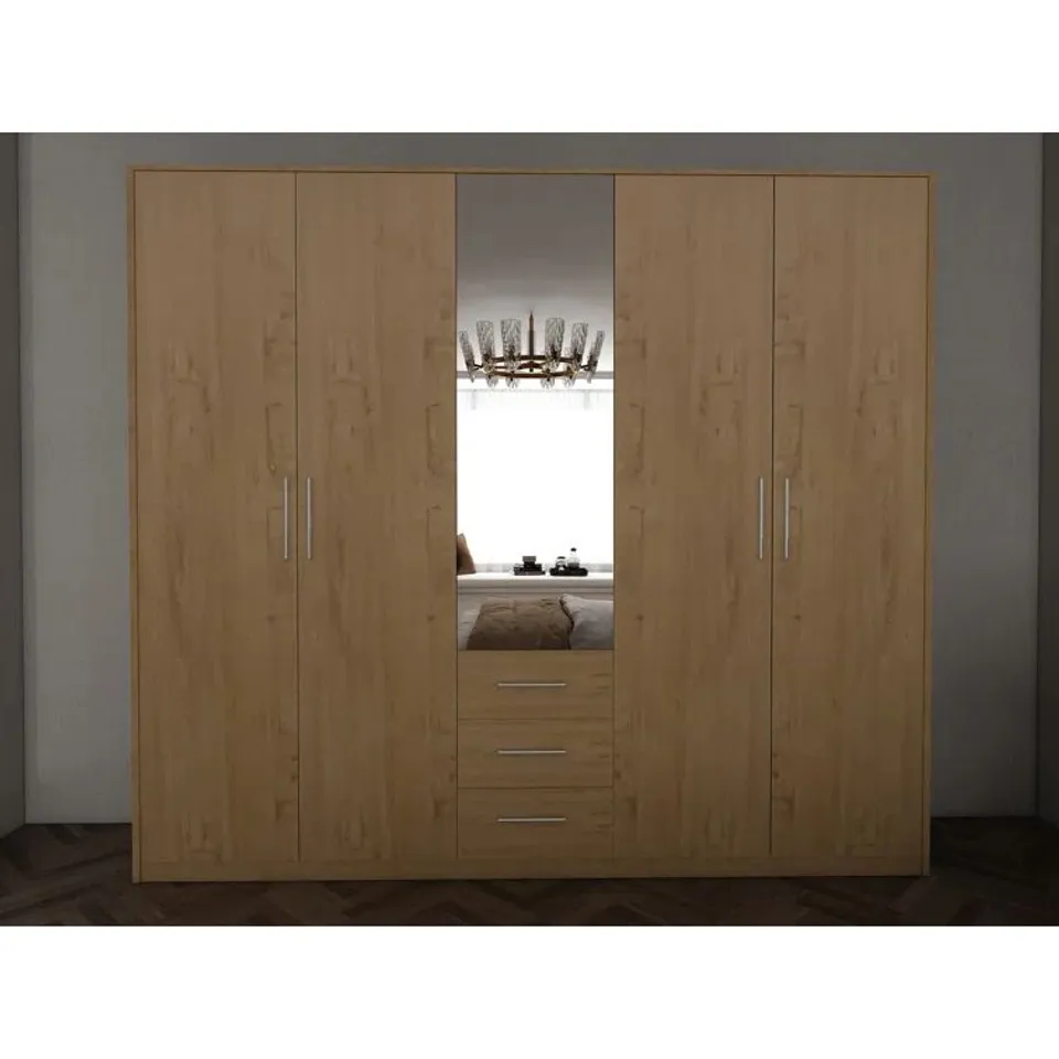 BOXED PAMEL 5 DOOR MANUFACTURED WOODEN WARDROBE (5 BOXES)