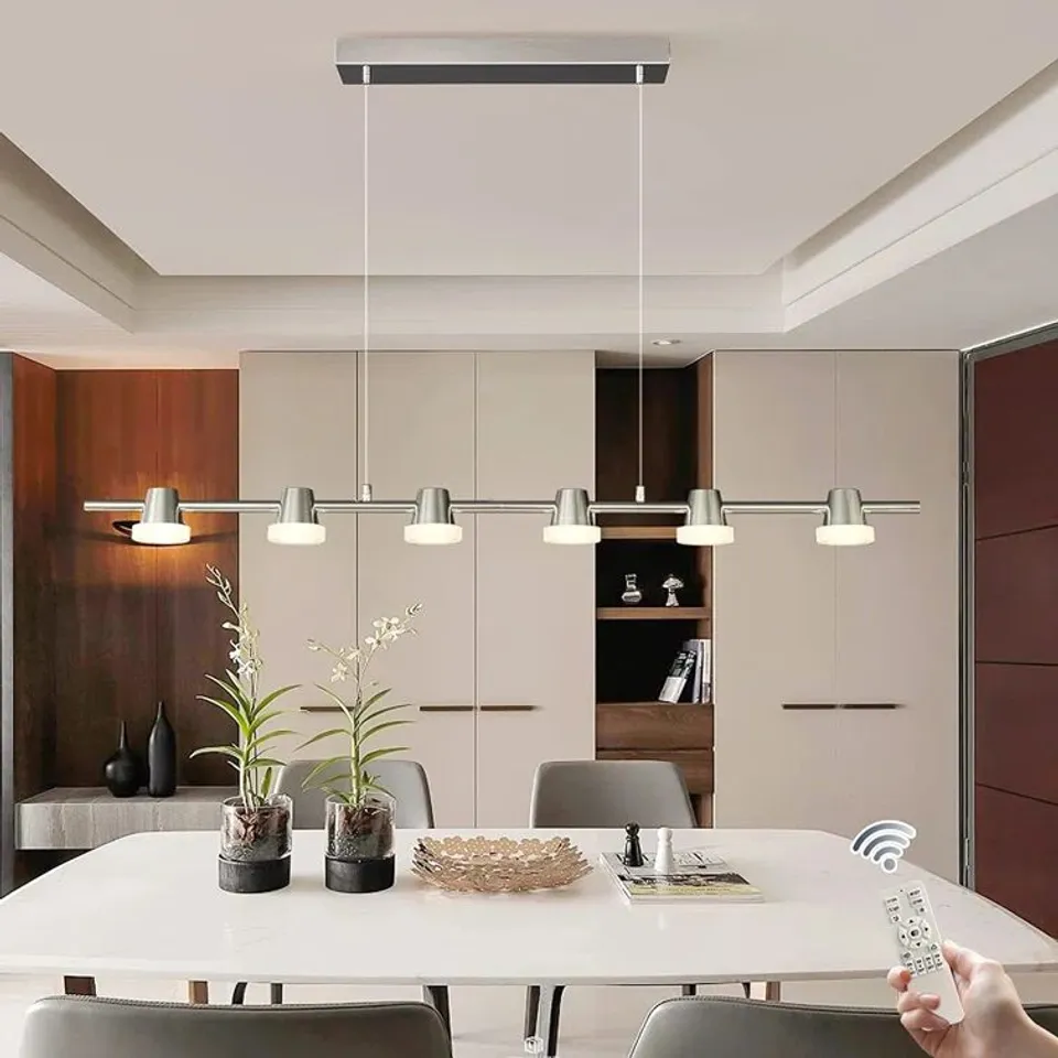 BOXED 6 LIGHT CHROME LED KITCHEN ISLAND LIGHT FITTING