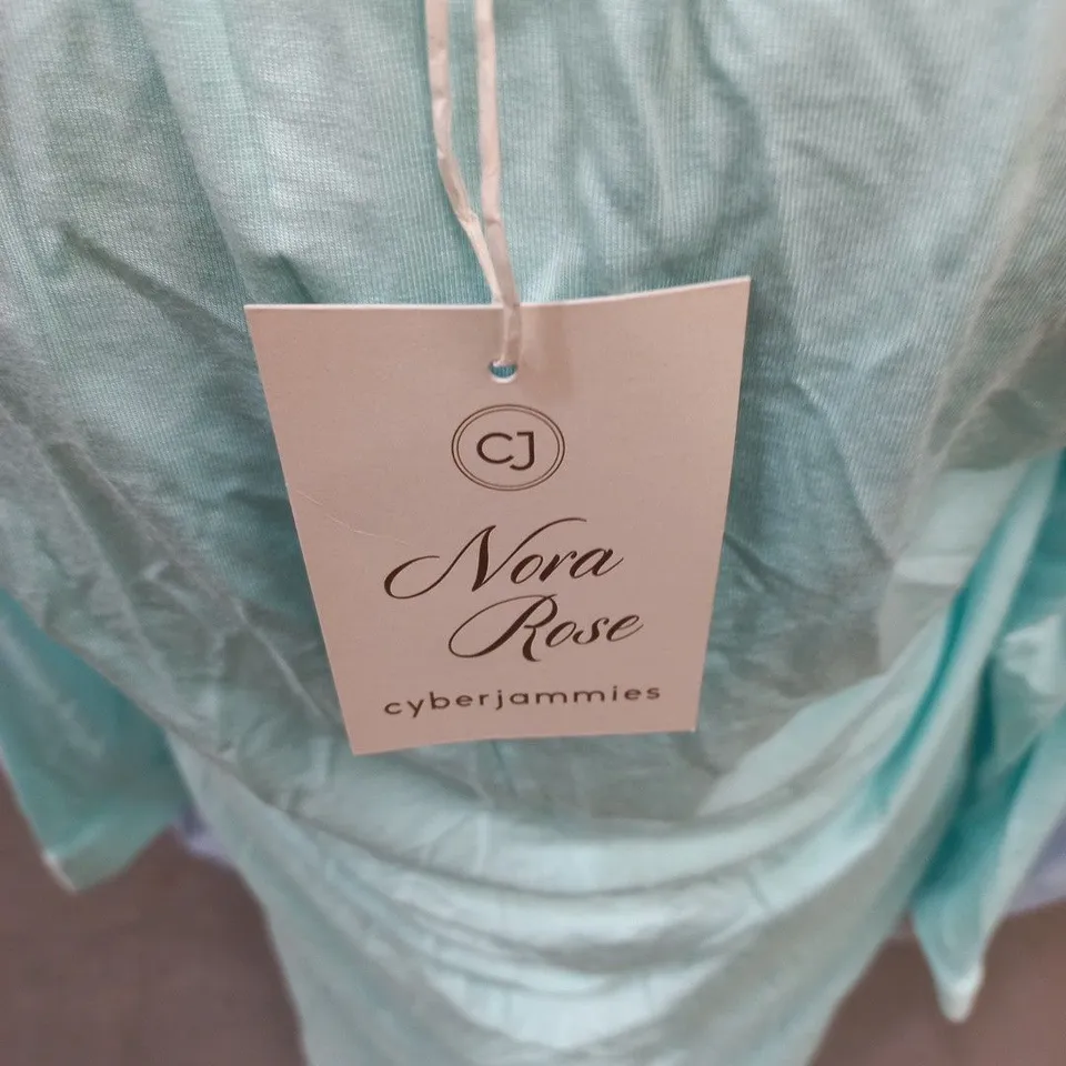 NORA ROSE CYBERJAMMIES NIGHTDRESS – MINT, V-NECK WITH SCALLOPED LACE SHOULDERS - UK SIZE 16