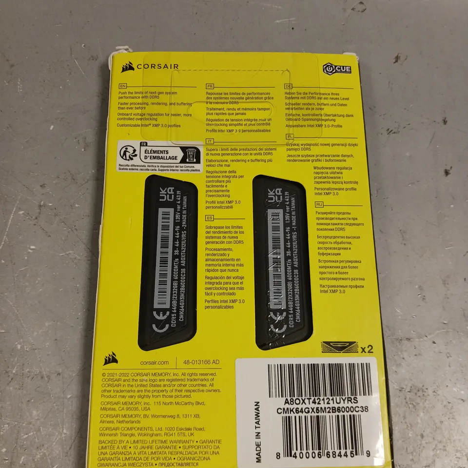 BOXED CORSAIR VENGEANCE DDR5 DRAM - 2 X 32GB