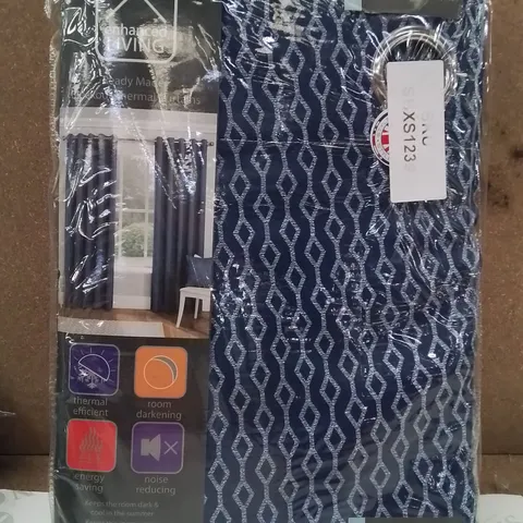 BRAND NEW ENHANCED LIVING BLACKOUT THERMAL CURTAINS 168 X 229CM (BLUE)