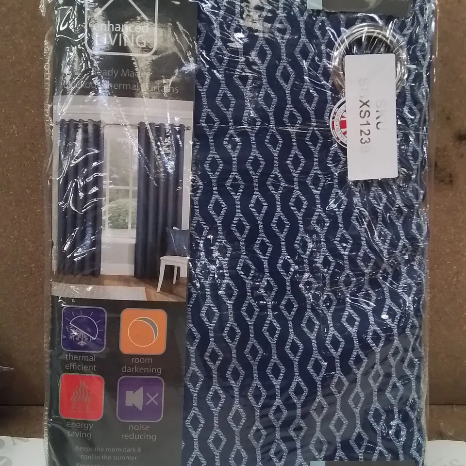 BRAND NEW ENHANCED LIVING BLACKOUT THERMAL CURTAINS 168 X 229CM (BLUE)