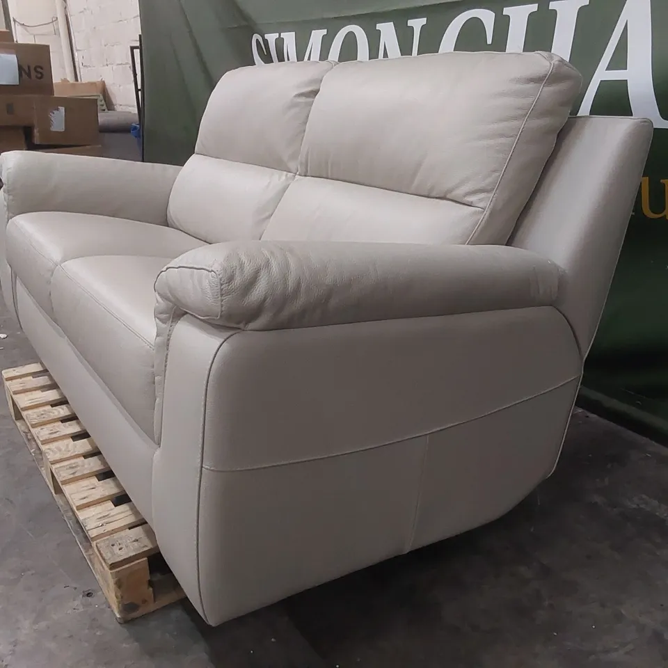 QUALITY DESIGNER ITALIAN LEATHER 3 SEATER SOFA IN DOVE COLOUR