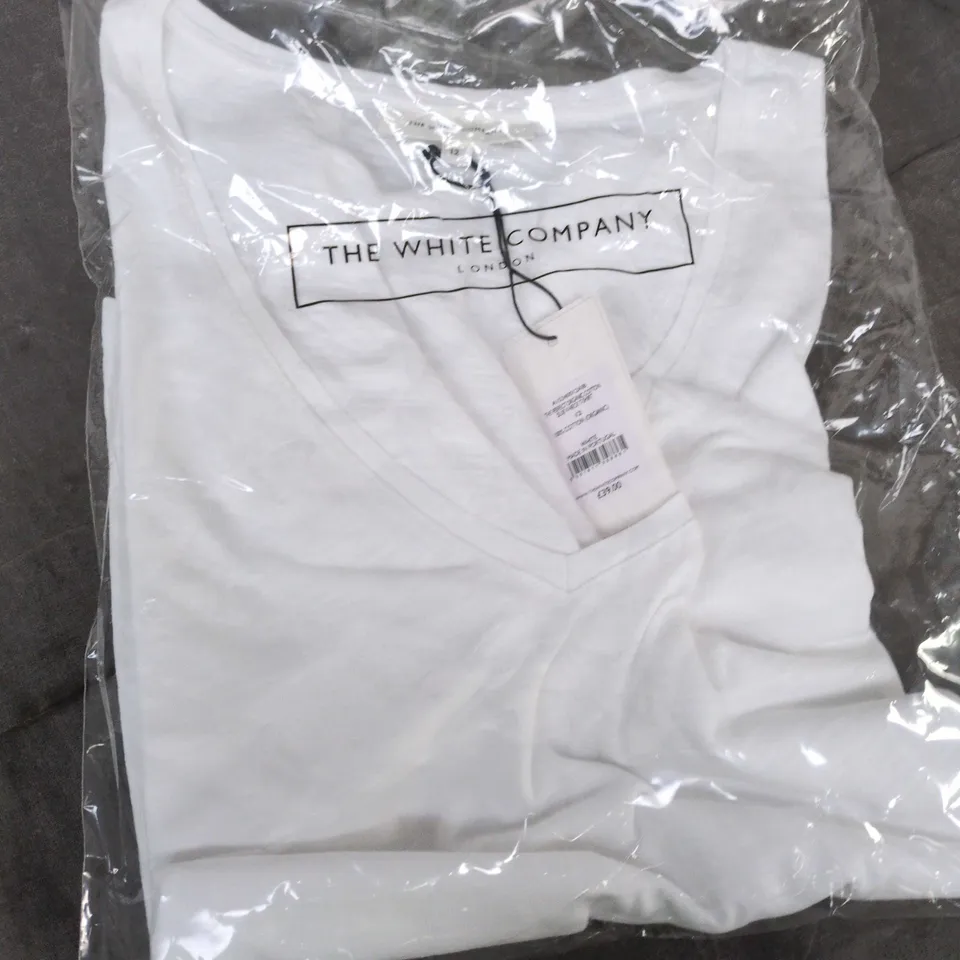 THE WHITE COMPANY ORGANIC COTTON SLUB V-NECK T-SHIRT – WHITE, SIZE 12, 