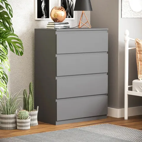 BOXED CUNHA 4 DRAWER 70CM W CHEST - GREY (1 BOX)