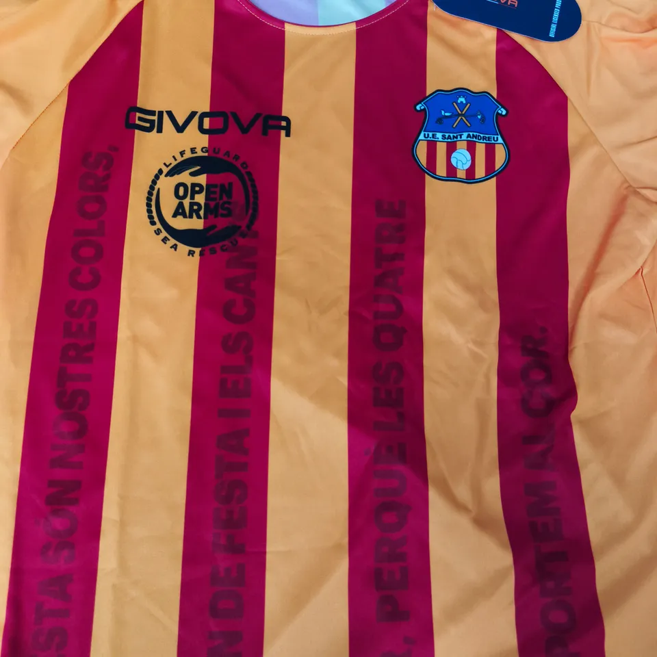 GIVOVA EU SANT ANDREU FOOTBALL JERSEY IN RED/YELLOW SIZE MEDIUM