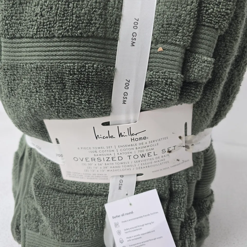 NICOLE MILLER HOME OVERSIZED TOWEL SET – 6 PIECE, 700 GSM