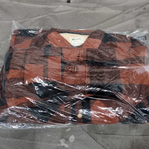 BAGGED MOUNTAIN WAREHOUSE PINN BORG LINED FLANNEL SHIRT JACKET IN BURNT ORANGE - LARGE