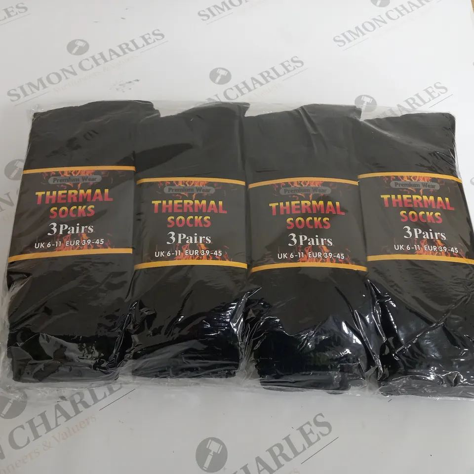 12 PAIRS OF THERMAL BLACK SOCKS