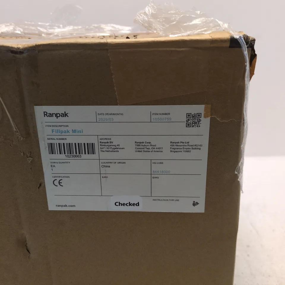 RANPAK FILLPAK MINI PACKAGING MACHINE (FPKMIN) – WITH MANUAL