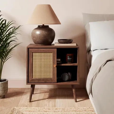 BOXED JORDYN WIDE BEDSIDE TABLE - WALNUT EFFECT (1 BOX)