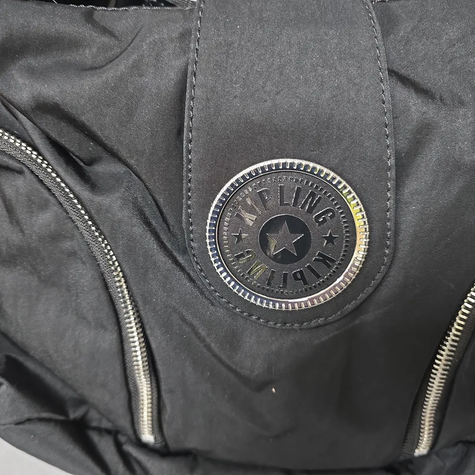 KIPLING BLACK NYLON CROSSBODY BAG WITH LOGO PATCH