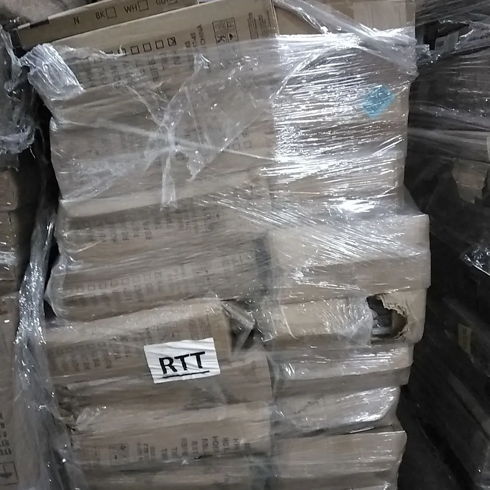 PALLET OF HOUSEHOLD ITEMS TO INCLUDE BOXED FURNITURE AND OTHER ASSORTED ITEMS...