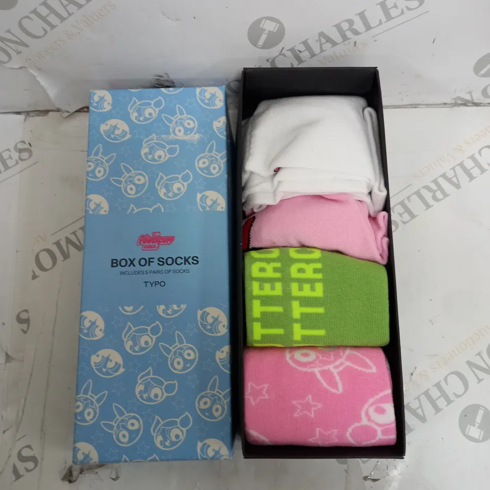 THE PWERFUFF GIRLS BOX OF SOCKS TYPO SIZE SMALL/MEDIUM