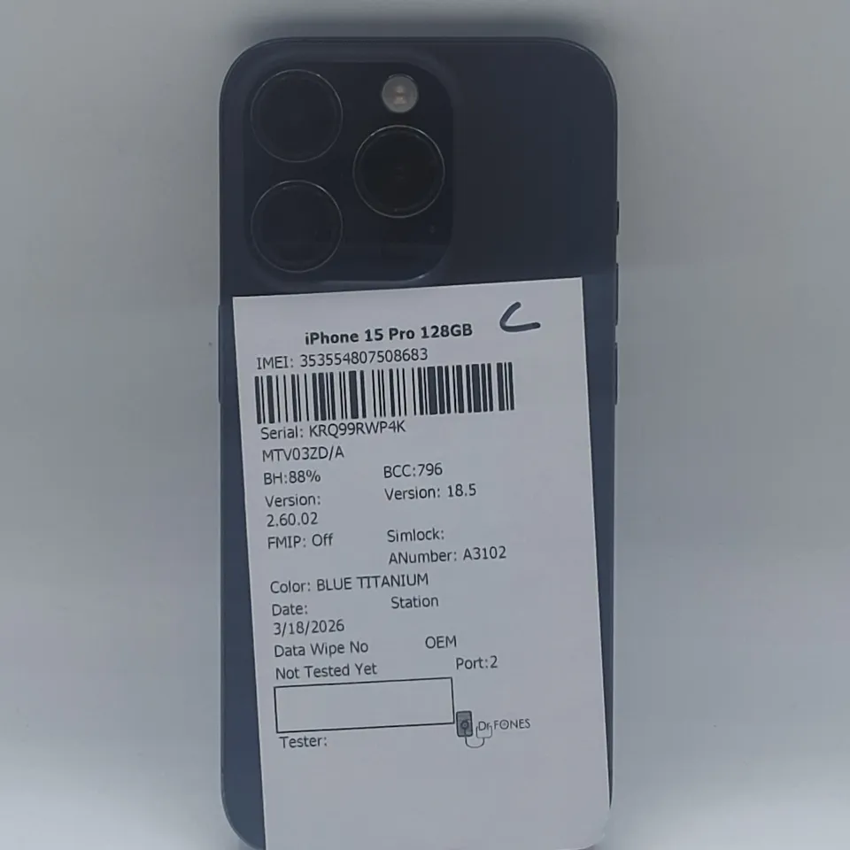 UNBOXED APPLE IPHONE 15 PRO 128GB IN BLUE TITANIUM - A3102