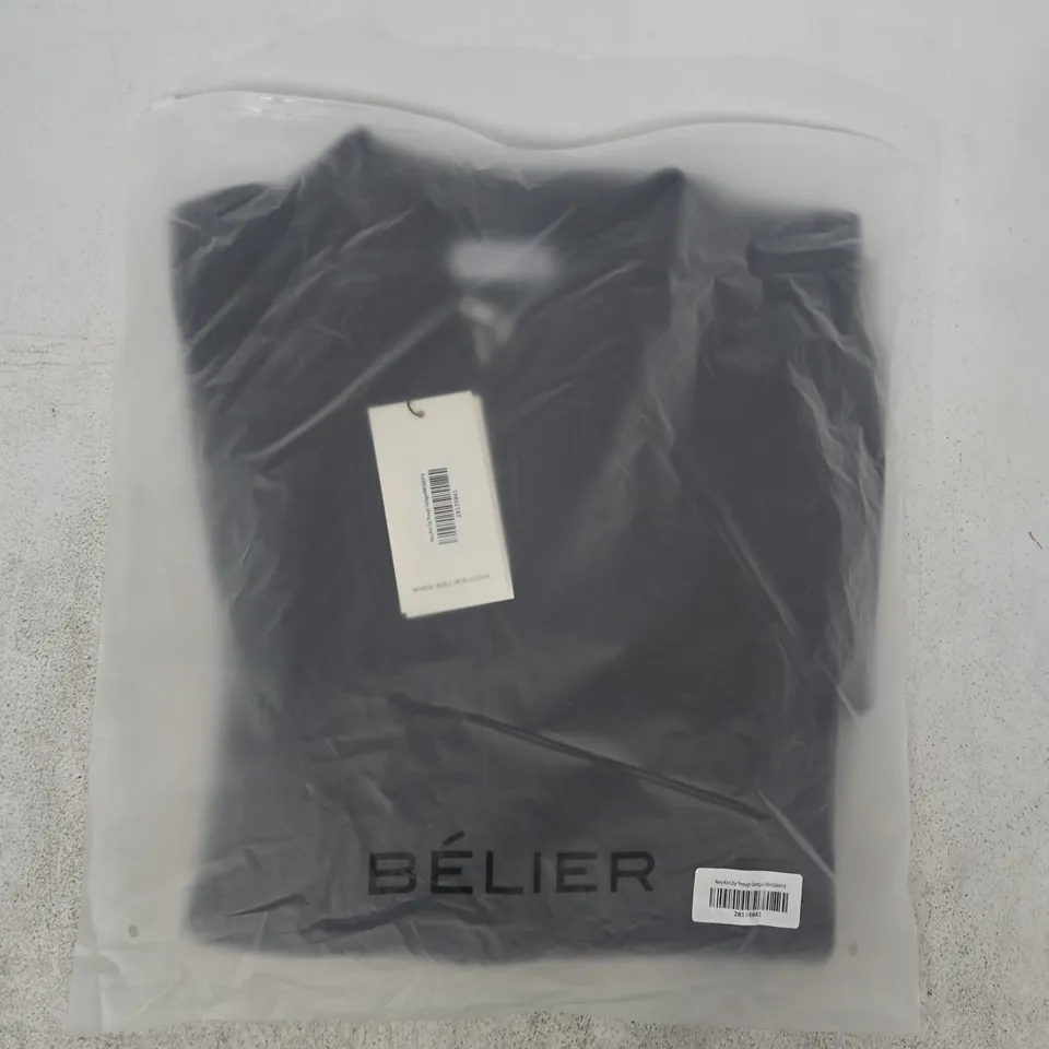 BAGGED BÉLIER NAVY KNIT ZIP-THROUGH CARDIGAN SIZE SMALL