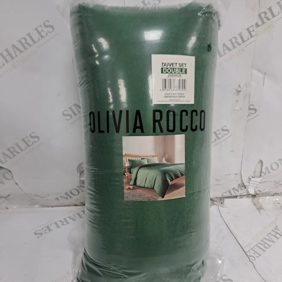 OLIVIA ROCCO PURE COTTON PLAIN DYE DUVET COVER - IN GREEN