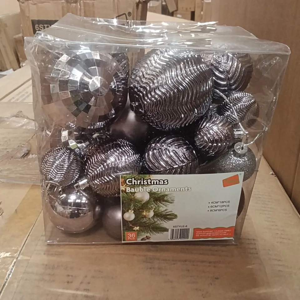 BOXED NEO BAUBLES SET (6STYLE-8) – CHRISTMAS DECORATIVE SILVER BAUBLES