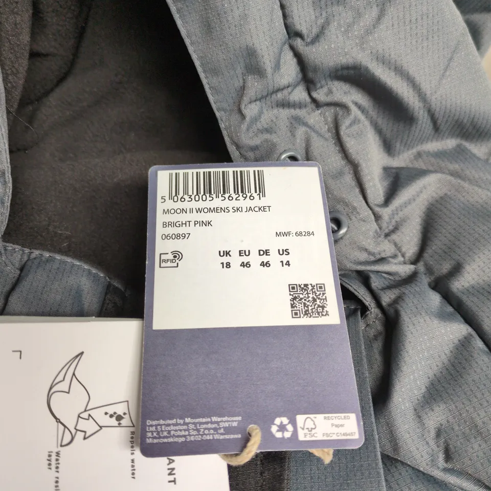 MOUNTAIN WAREHOUSE MOON II WOMEN'S SKI JACKET UK 18 – BRIGHT PINK