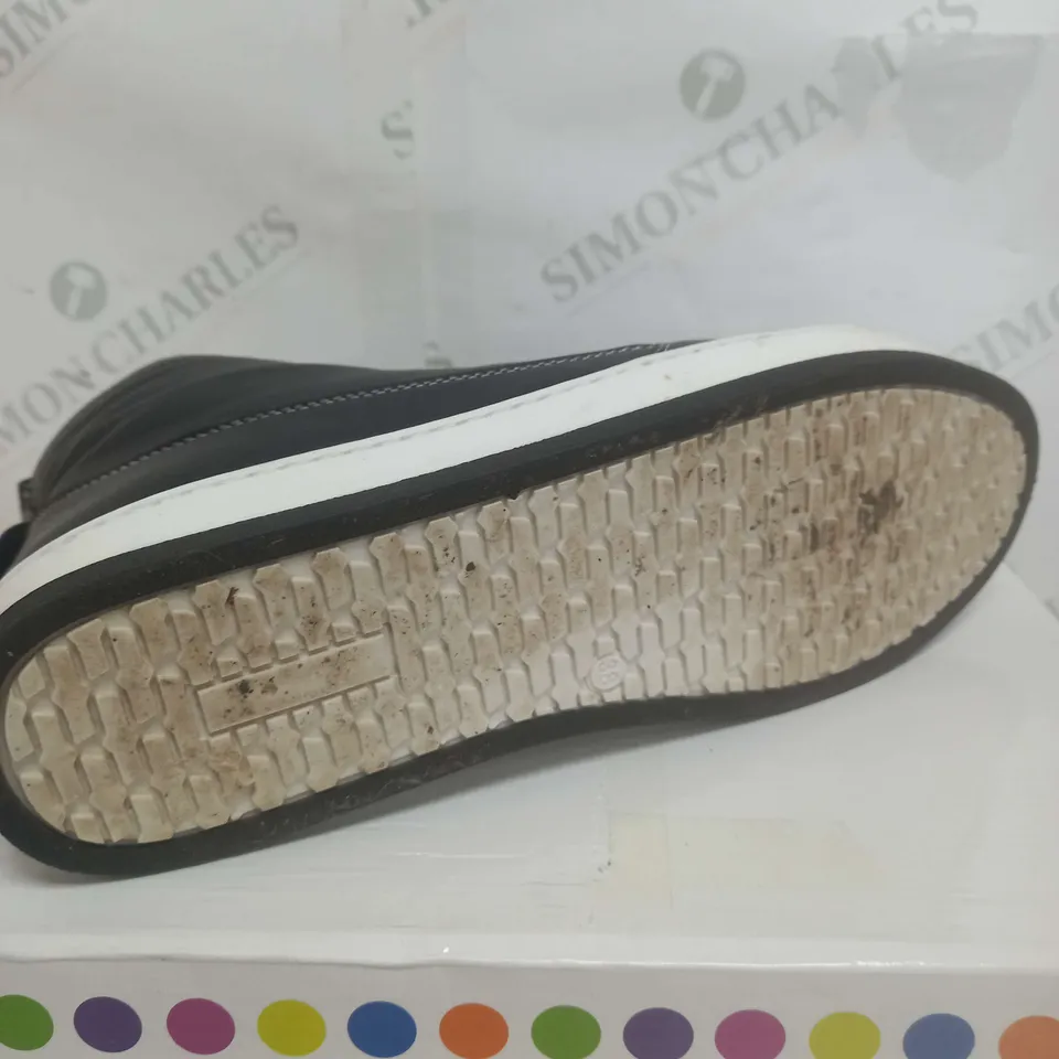 BOXED LEATHER HIGH TOP BOOTS DARK BROWN SIZE 5