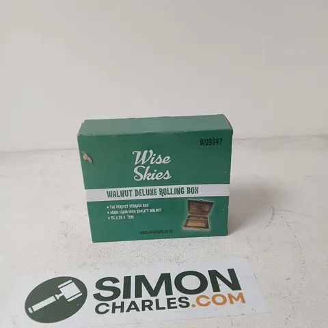 WISE SKIES WALNUT DELUXE ROLLING BOX WS9347