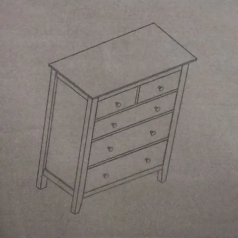 BOXED LYNTON 5 DRAWER CHEST IN BLACK- H101 X W84 X D42 CM 