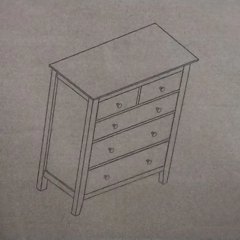 BOXED LYNTON 5 DRAWER CHEST IN BLACK- H101 X W84 X D42 CM 