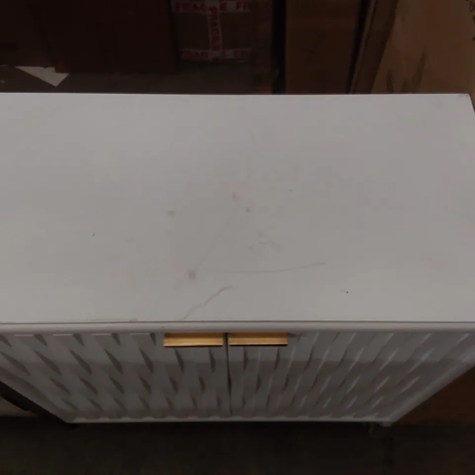 HOMESDIRECT365 2 DOOR WHITE WOODEN SIDEBOARD 