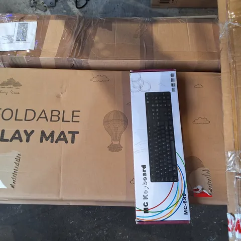 PALLET OF ASSORTED HOUSEHOLD ITEMS TO INCLUDE 13-DRAWER CHEST, COLISEO ROLLATOR AND FOLDABLE PLAY MATS
