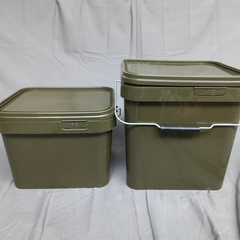 SET OF 2 PLASTIC KHAKI BINS