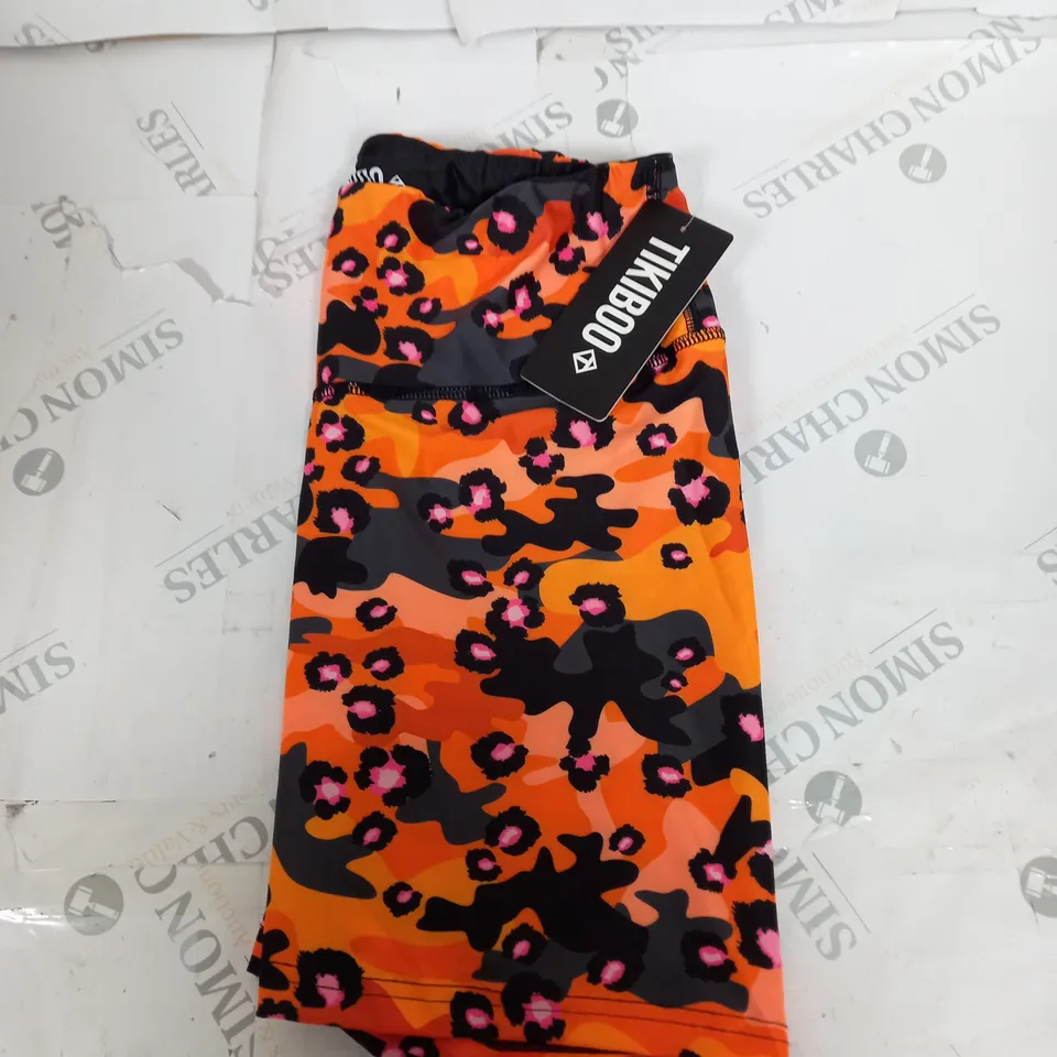 TIKIBOO ORANGE LEOPARD CAMO RUNNING SHORTS SIZE L